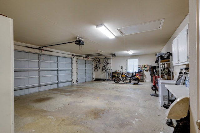 garage with a garage door opener