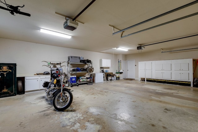 garage with a garage door opener