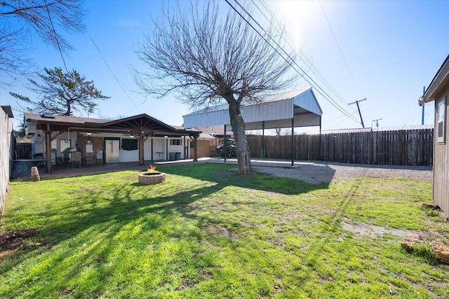 view of yard featuring a fenced backyard and a patio