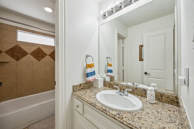 bathroom featuring vanity and shower / bathtub combination