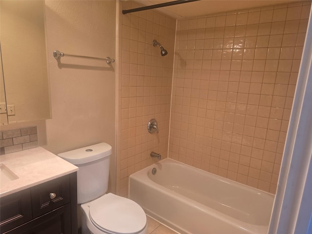 bathroom featuring shower / bath combination, vanity, and toilet