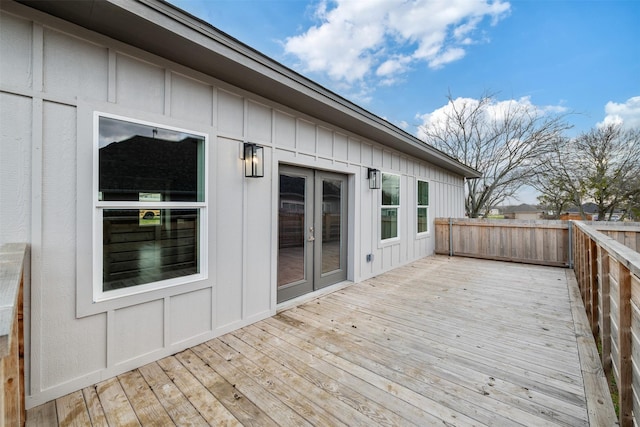 wooden terrace with french doors