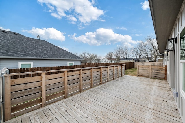 deck featuring a fenced backyard