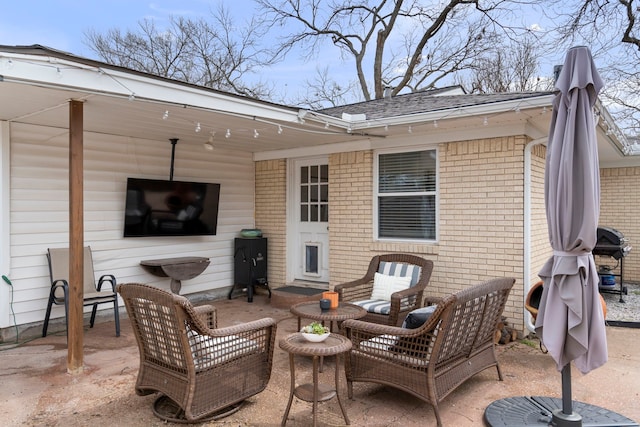 view of patio with an outdoor living space