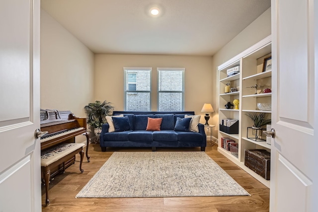 living area with wood finished floors