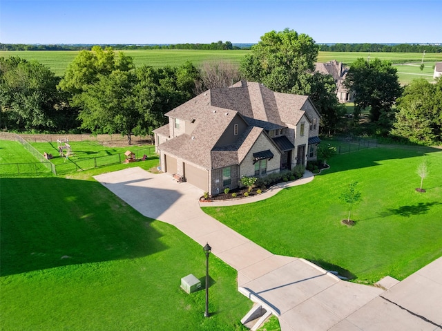 drone / aerial view with a rural view