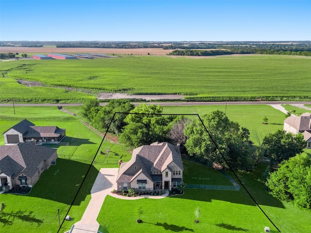 drone / aerial view with a rural view