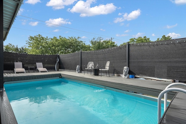 view of pool featuring a fenced backyard and a fenced in pool