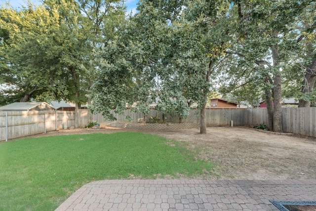 view of yard with a fenced backyard