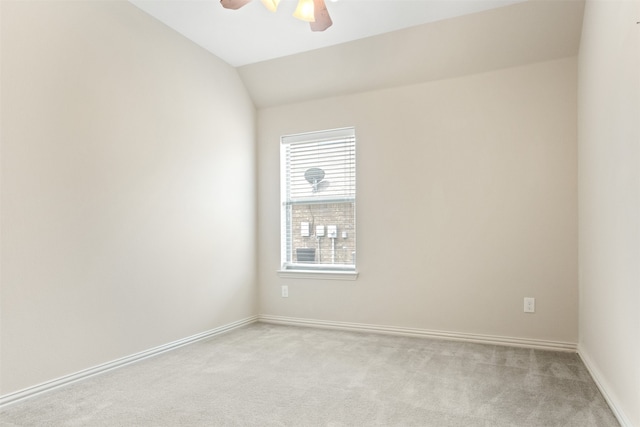 231 Archer Way, Forney, TX 75126 - spare room with baseboards, lofted ceiling, light colored carpet, and a ceiling fan