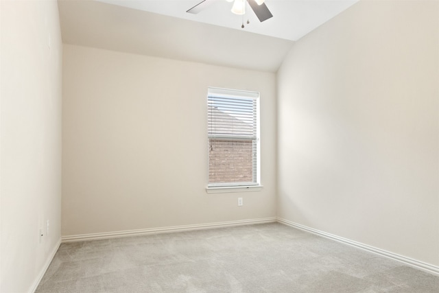 231 Archer Way, Forney, TX 75126 - unfurnished room with light colored carpet, baseboards, ceiling fan, and vaulted ceiling