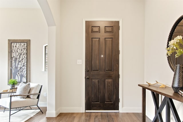 231 Archer Way, Forney, TX 75126 - foyer entrance featuring baseboards, arched walkways, and wood finished floors
