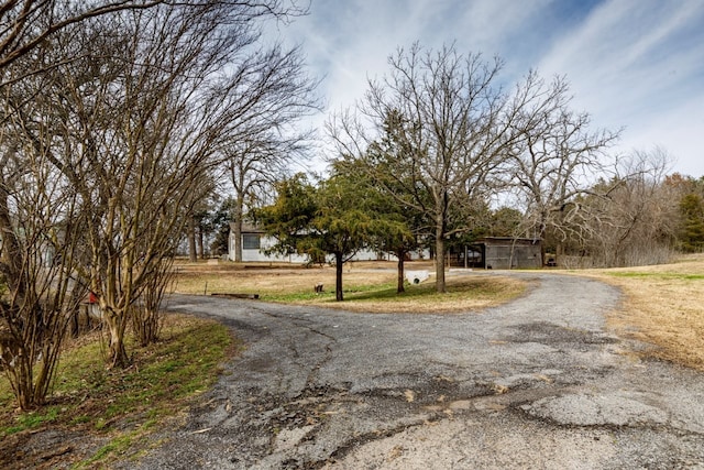 view of road featuring aphalt driveway