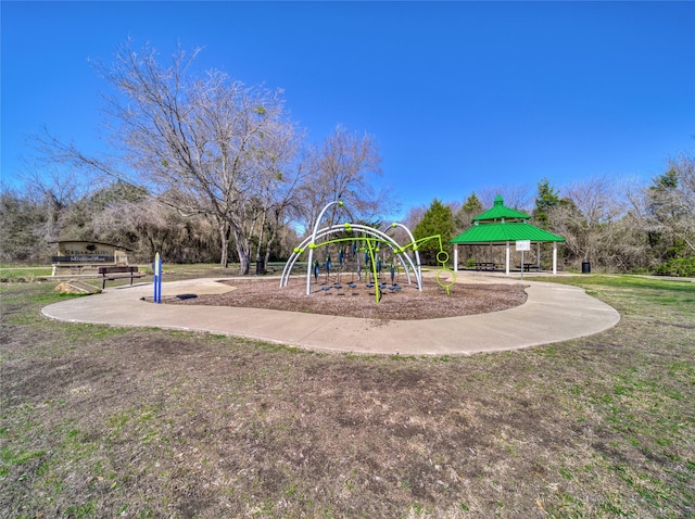 community playground featuring a gazebo and a yard