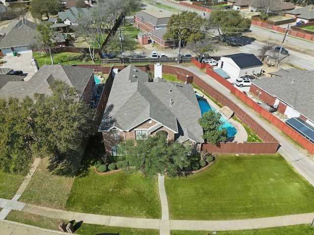 bird's eye view with a residential view