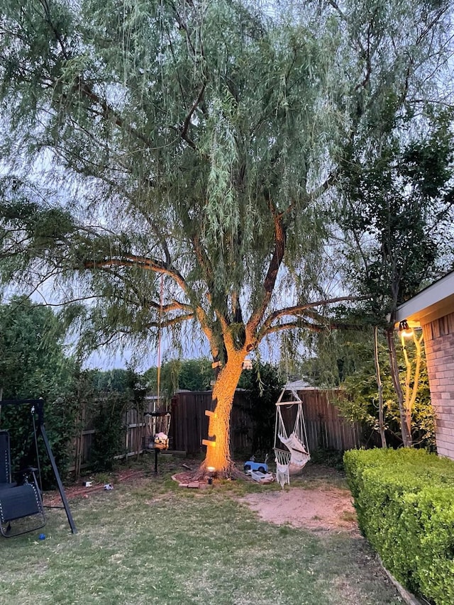 view of yard with a fenced backyard