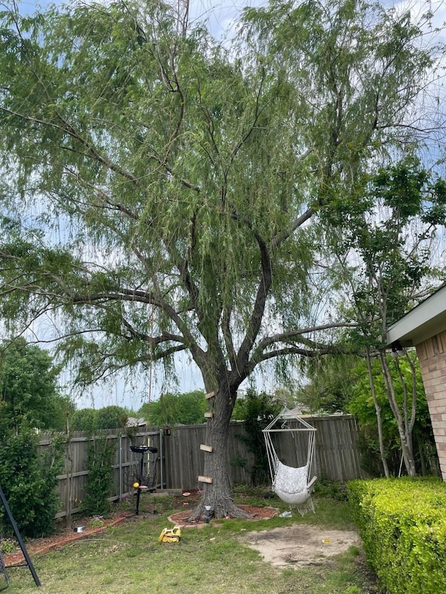 view of yard with a fenced backyard