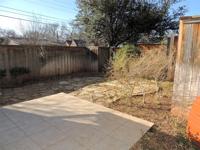 view of yard featuring a patio and a fenced backyard