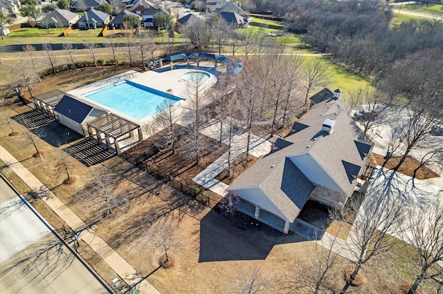 aerial view featuring a residential view