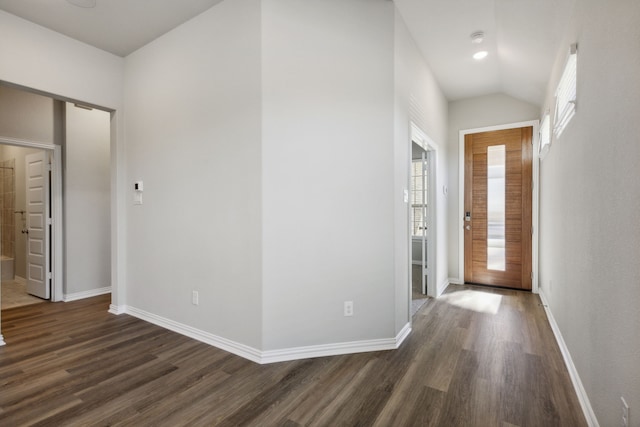 1817 Forest Wood, Mesquite, TX 75181 - foyer with dark wood-type flooring and vaulted ceiling