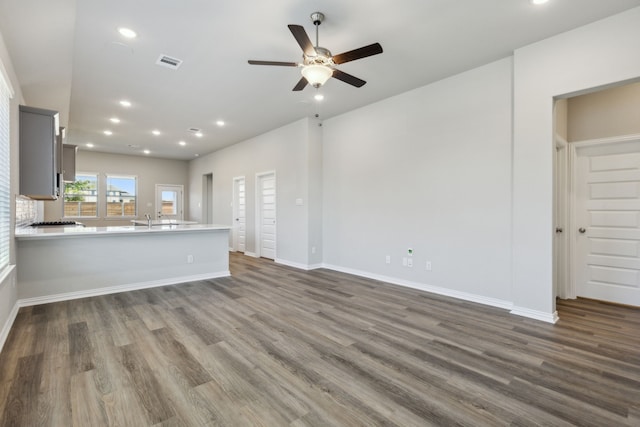 1817 Forest Wood, Mesquite, TX 75181 - unfurnished living room featuring recessed lighting, ceiling fan, and wood finished floors