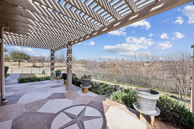 view of patio with a fenced backyard and a pergola