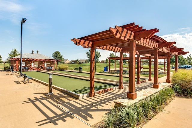 surrounding community with a pergola