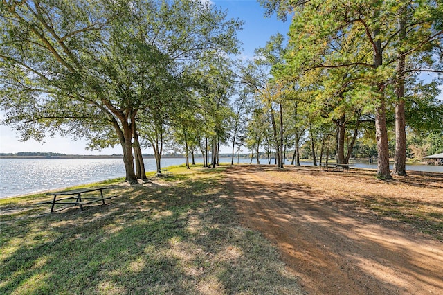 view of property's community with a water view