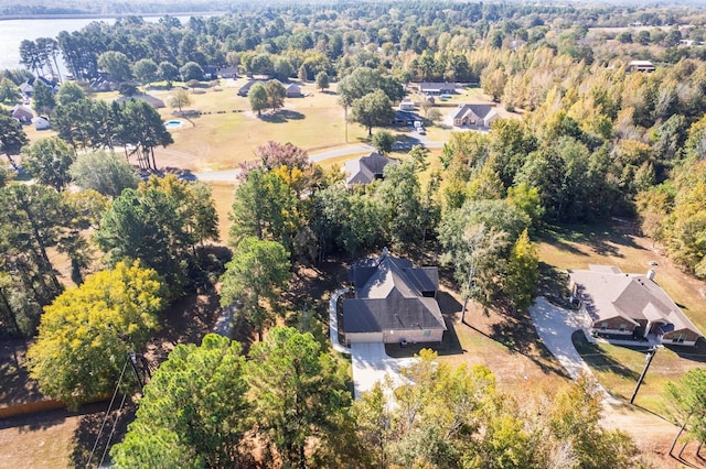 aerial view featuring a forest view