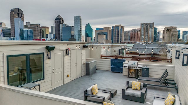 exterior space featuring a view of city and outdoor lounge area