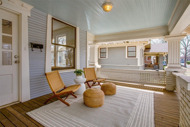 wooden deck featuring a porch