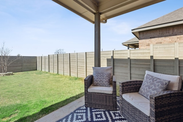 view of patio featuring a fenced backyard