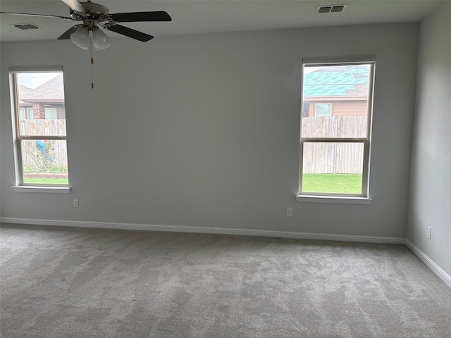 2420 Red Draw Rd, Fort Worth, TX 76177 - carpeted empty room with plenty of natural light, ceiling fan, and visible vents