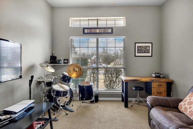 office area featuring baseboards and carpet floors