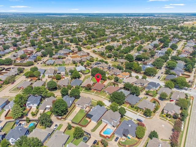 bird's eye view with a residential view