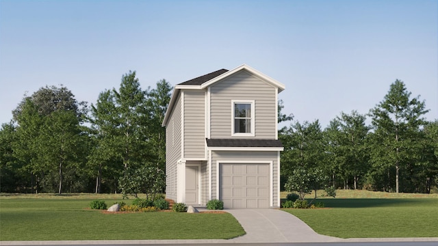 view of front facade with a front lawn