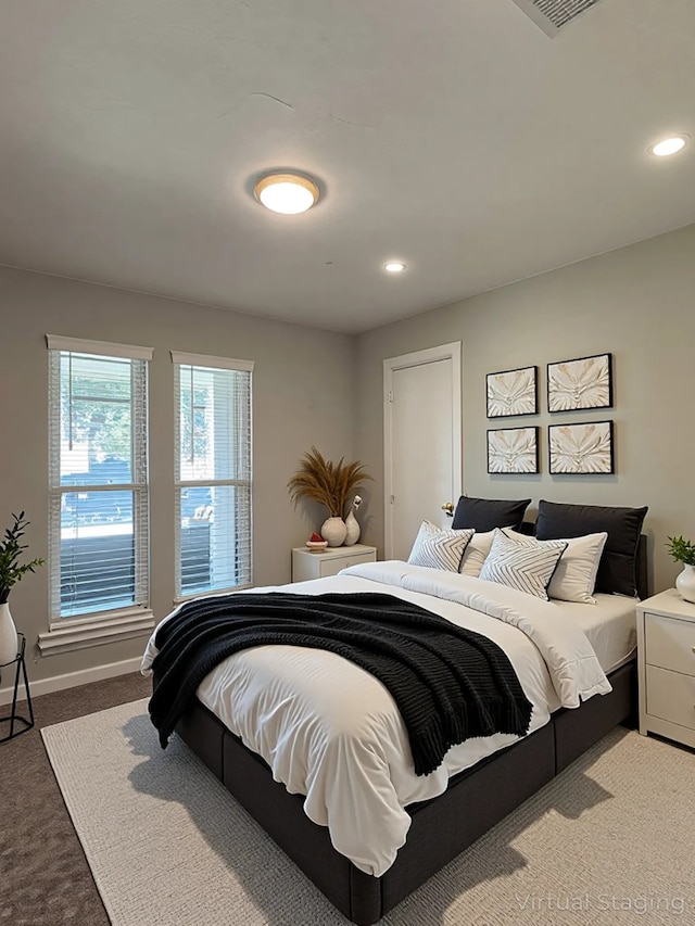 3200 Dover Dr, Plano, TX 75075 - carpeted bedroom with recessed lighting and baseboards