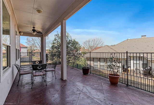 view of patio / terrace featuring a ceiling fan