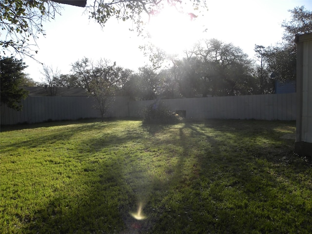 view of yard featuring a fenced backyard