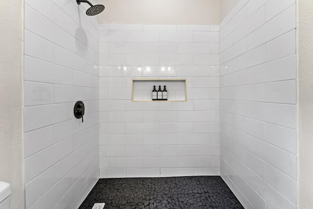 interior space featuring toilet and tiled shower