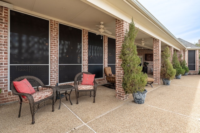 view of patio with a ceiling fan