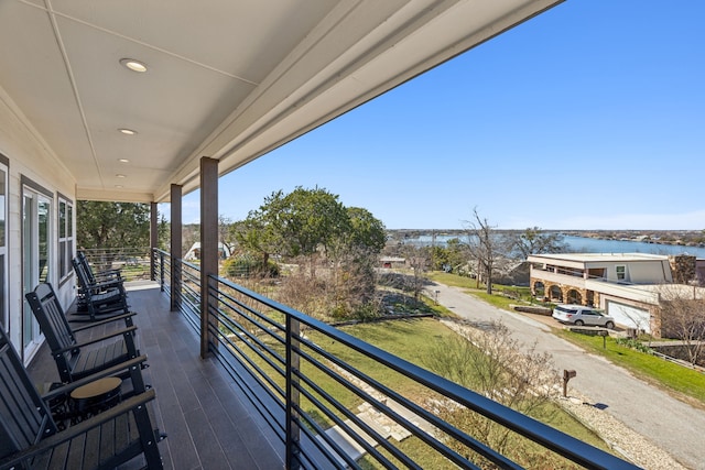 balcony with a water view