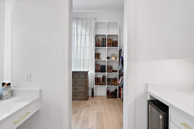 storage area featuring beverage cooler