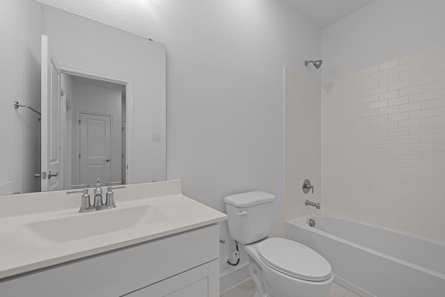 full bathroom featuring vanity, shower / bathing tub combination, toilet, and baseboards