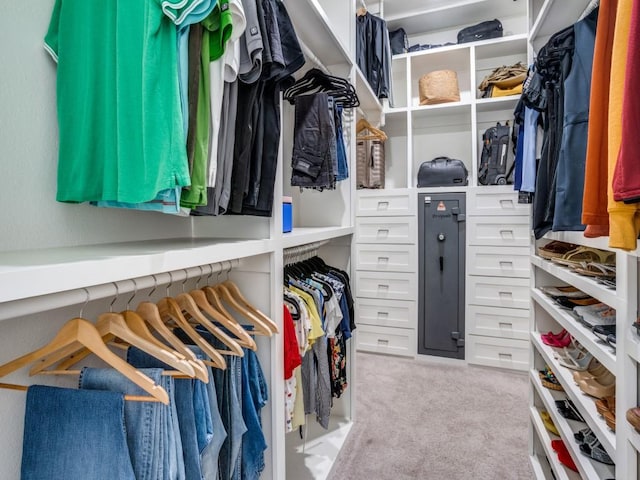 spacious closet with light carpet