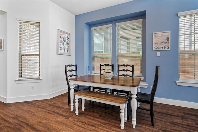 dining room featuring baseboards and wood finished floors