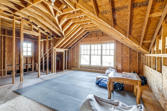 view of unfinished attic