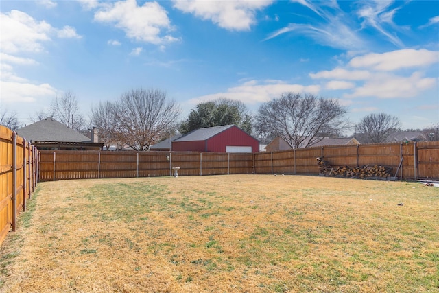 view of yard featuring a fenced backyard