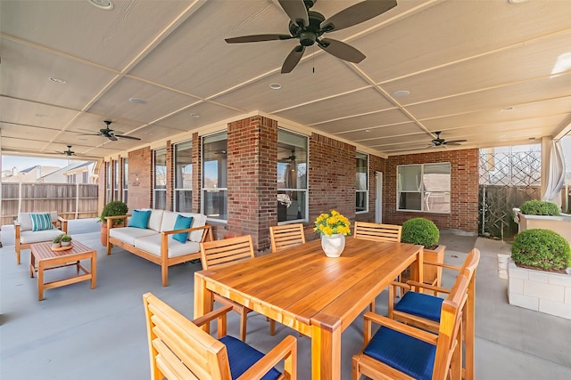 713 Cross Meadow Blvd, Mansfield, TX 76063 - view of patio / terrace with ceiling fan, an outdoor living space, and outdoor dining space