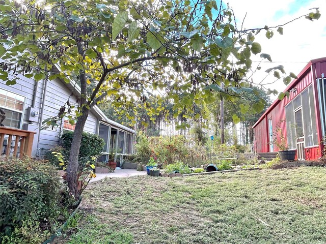 view of yard featuring a sunroom